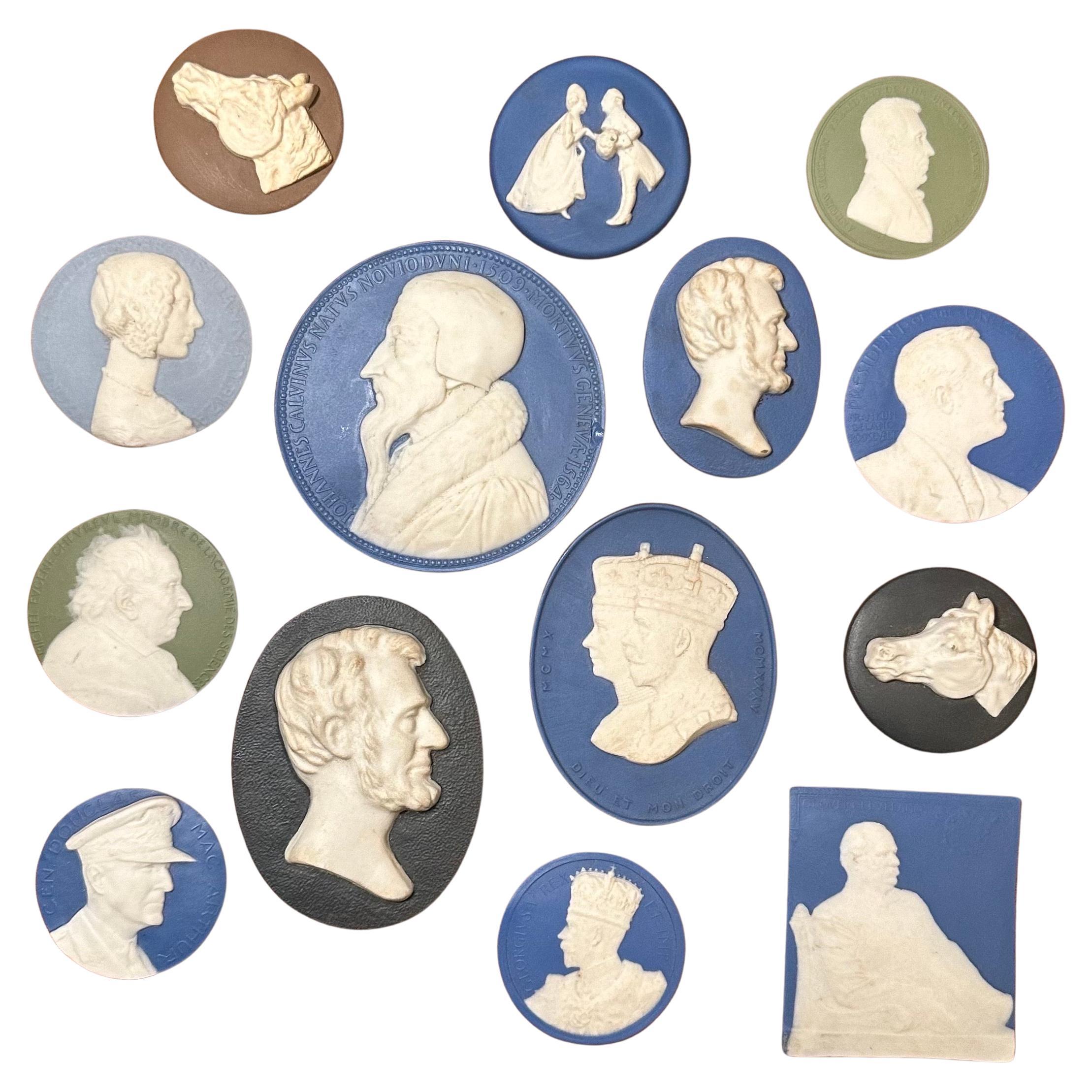 Set of Fourteen Jasperware Cameo Medallions by Wedgwood