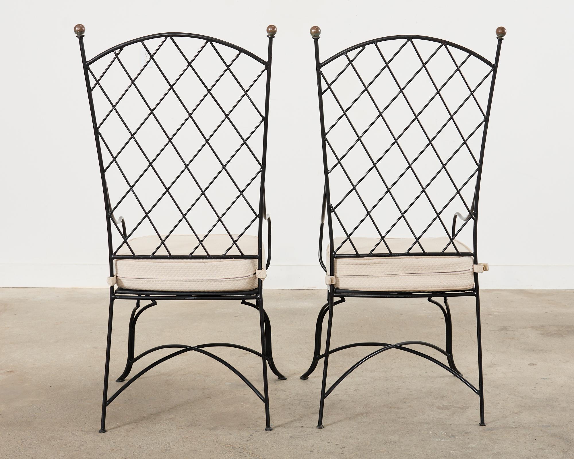 Set of Fourteen Maison Royere Style Iron Garden Dining Chairs  For Sale 5