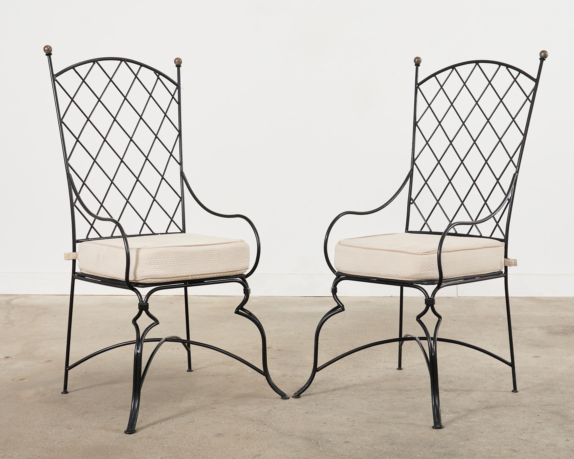 20th Century Set of Fourteen Maison Royere Style Iron Garden Dining Chairs  For Sale