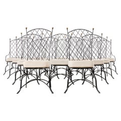 Set of Fourteen Mario Papperzini Style Iron Garden Dining Chairs