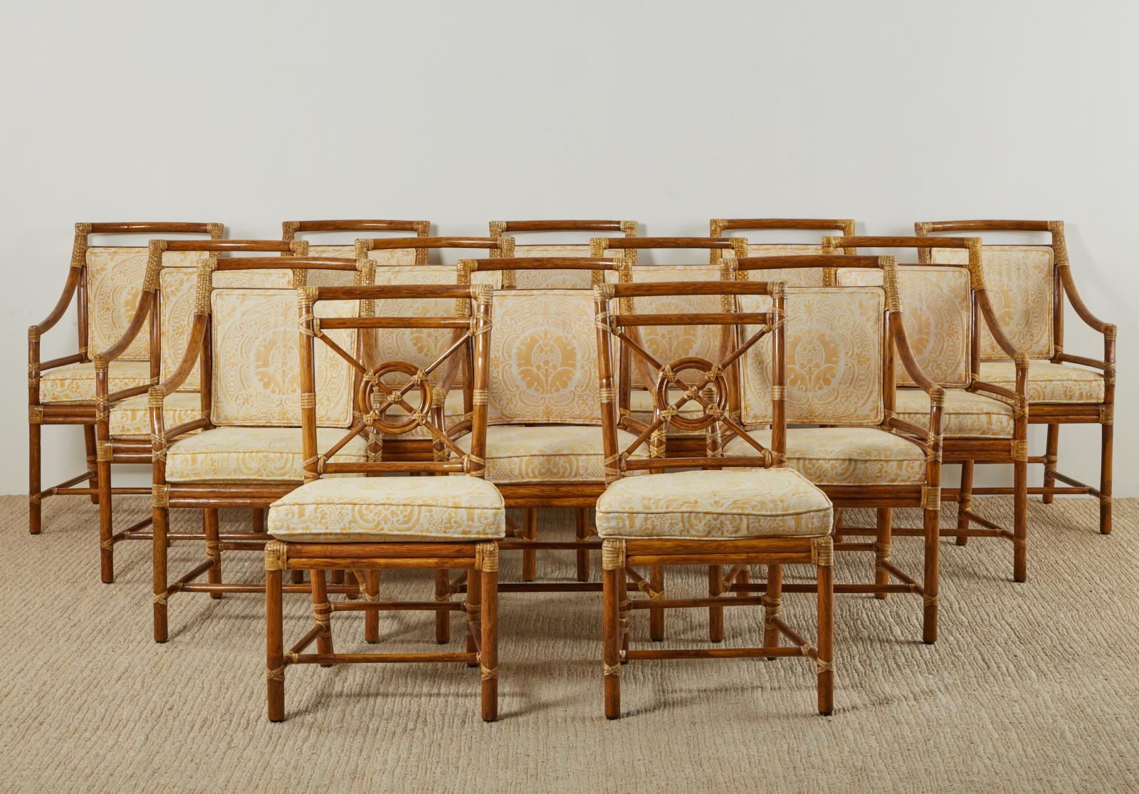 American Set of Fourteen McGuire Fortuny Dining Chairs