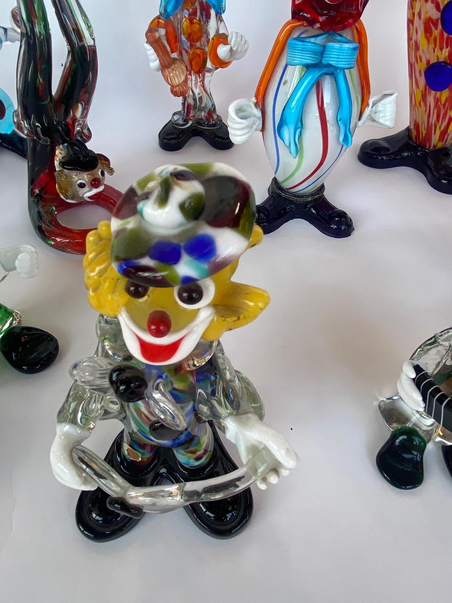 Set of Fourteen Murano Glass Clowns, 20th Century For Sale 4