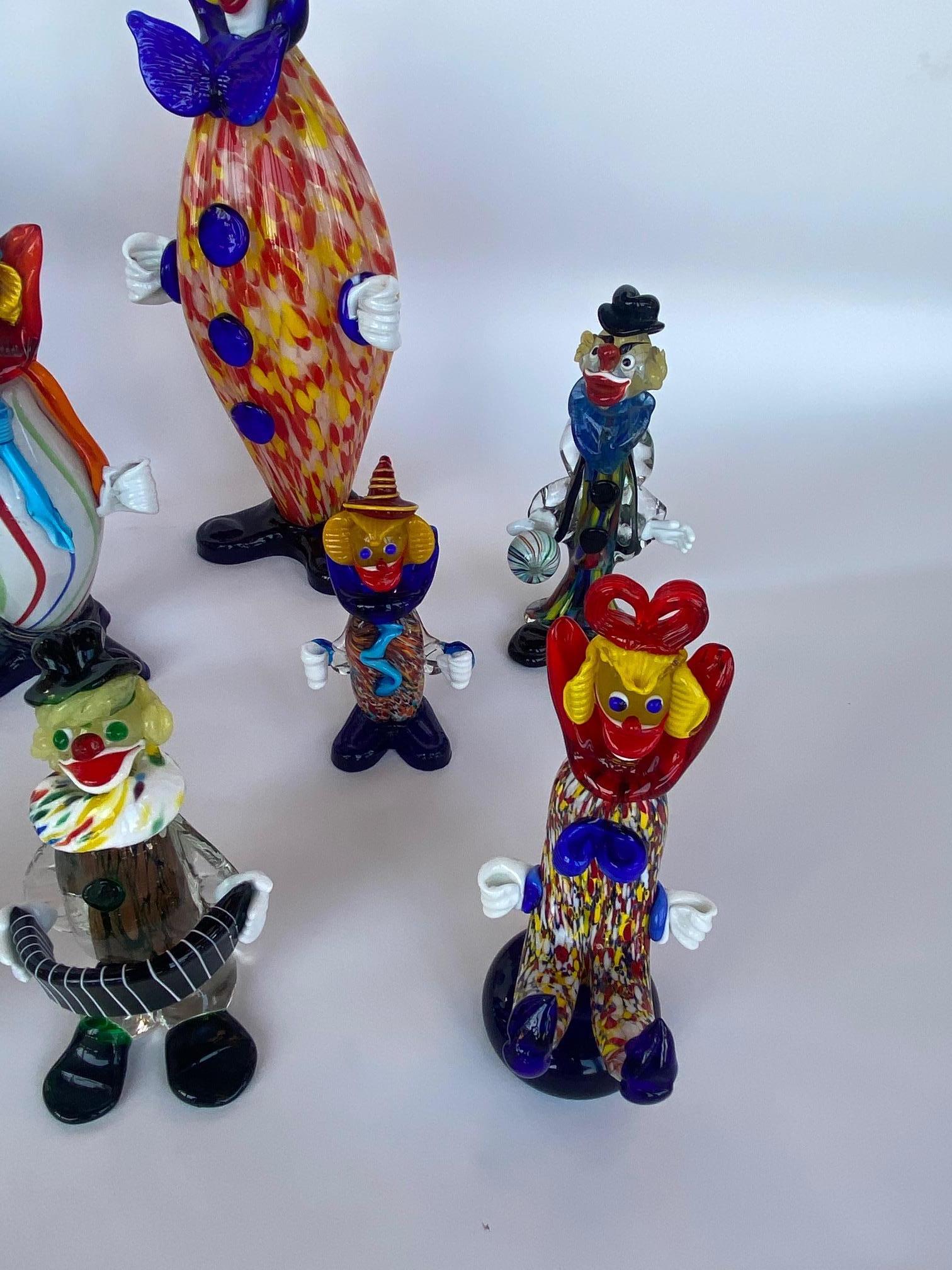 Ensemble de quatorze clowns en verre de Murano, 20e siècle en vente 2