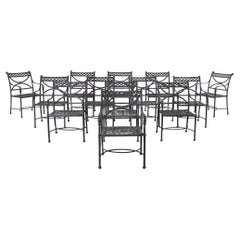 Set of Fourteen Neoclassical Style Aluminum Garden Dining Armchairs