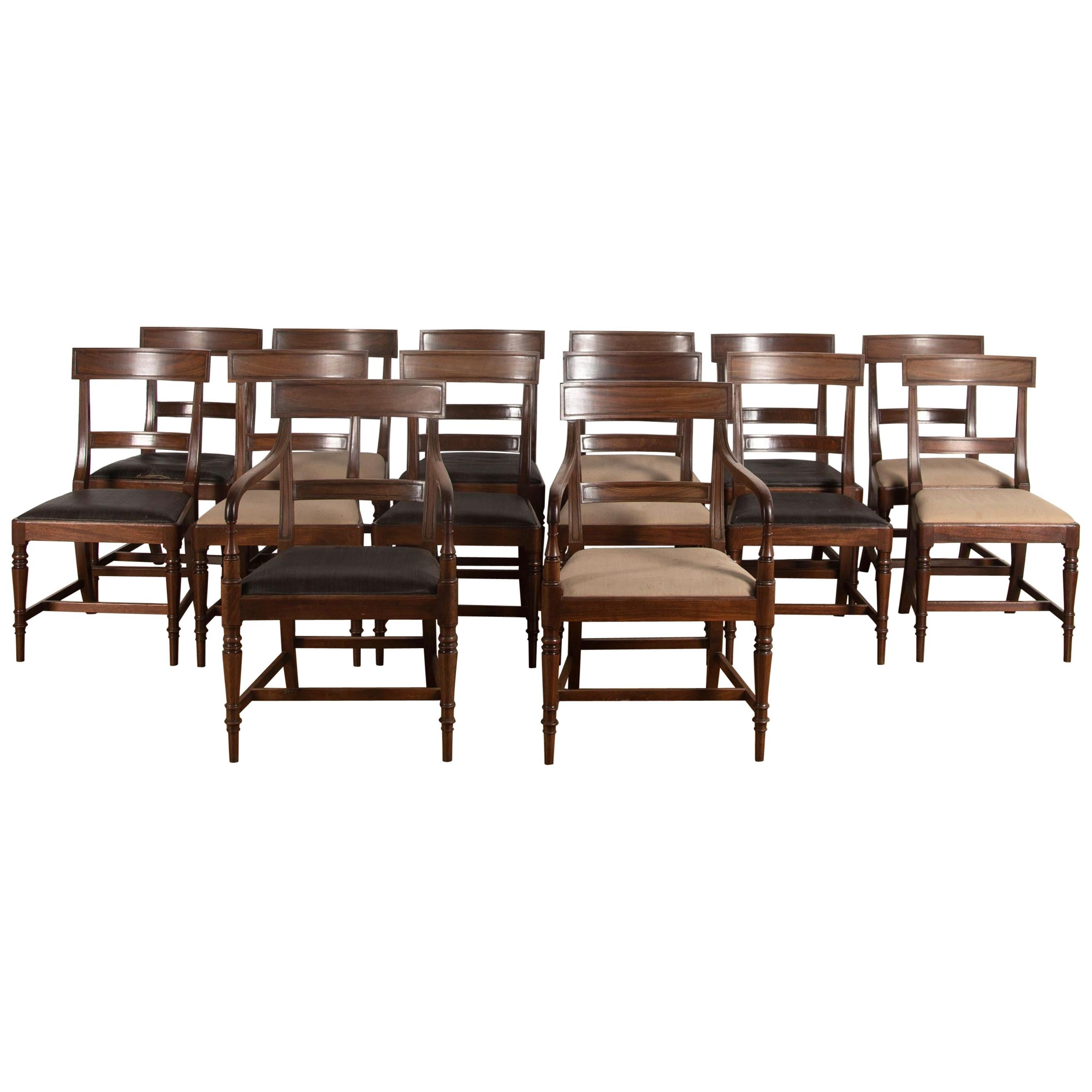 Set of Fourteen Regency Mahogany Dining Chairs