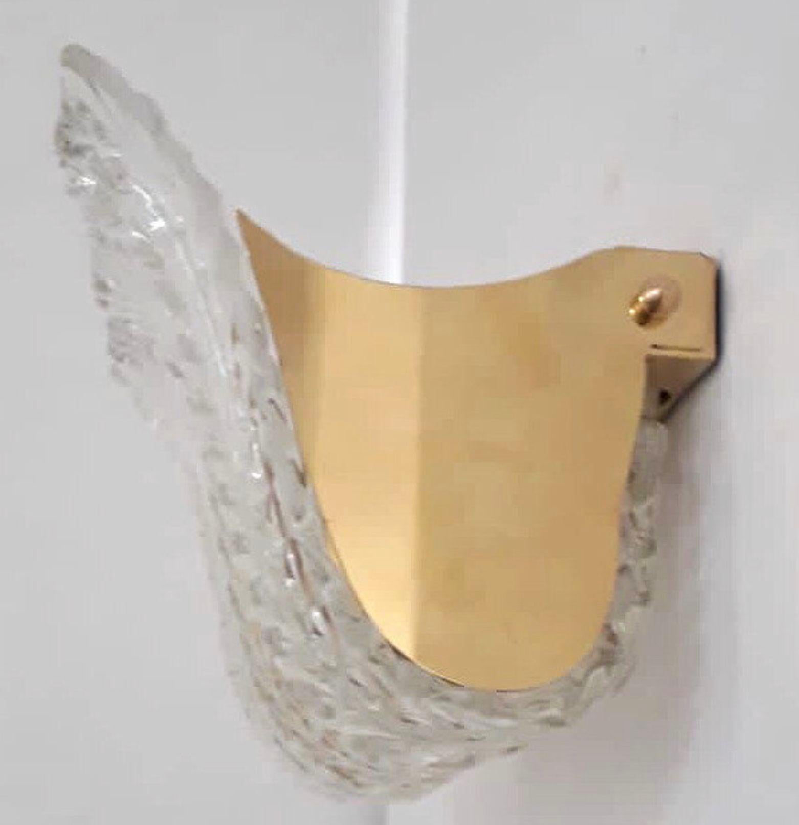 Set of Fourteen Sconces w/ Clear Murano Glass Leaves by Maria Maggi Italy 1990's For Sale 3