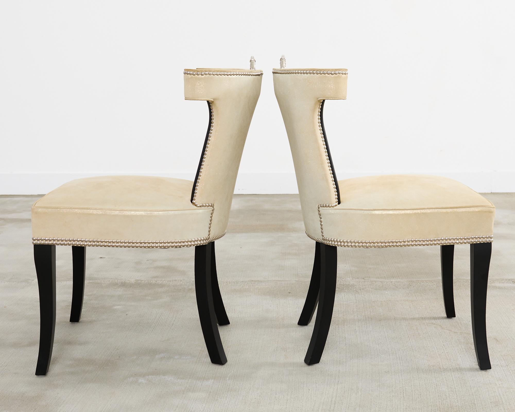 Set of Fourteen Soane Britain Leather Casino Dining Chairs 3
