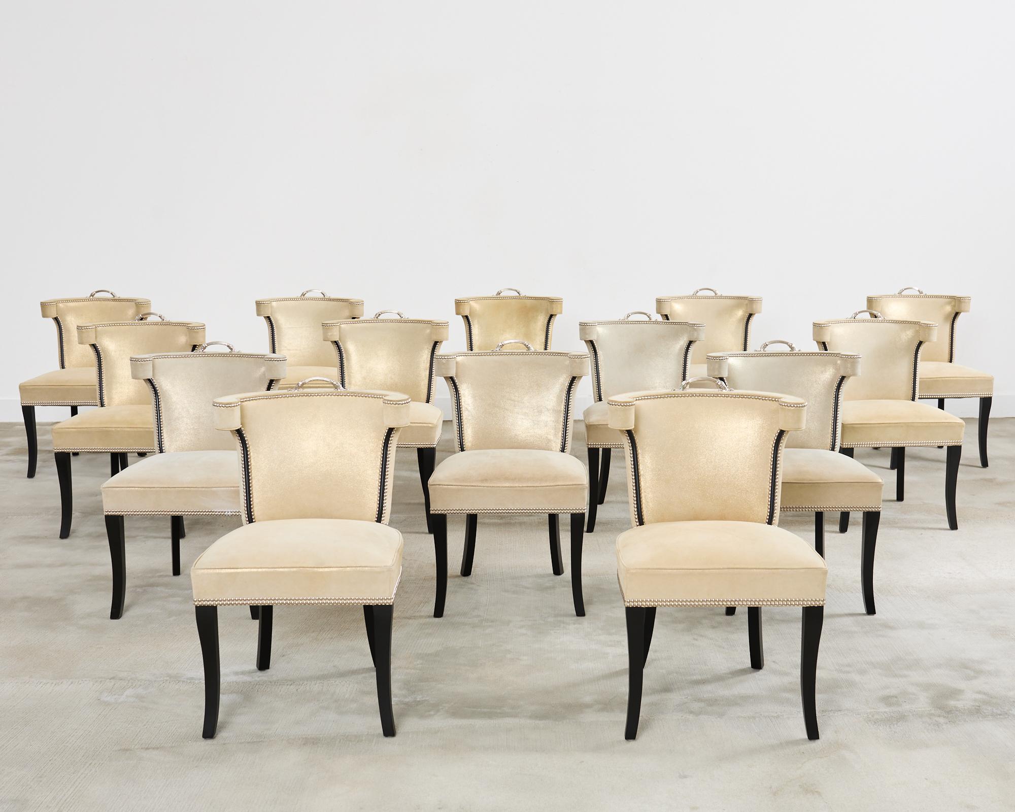 British Set of Fourteen Soane Britain Leather Casino Dining Chairs