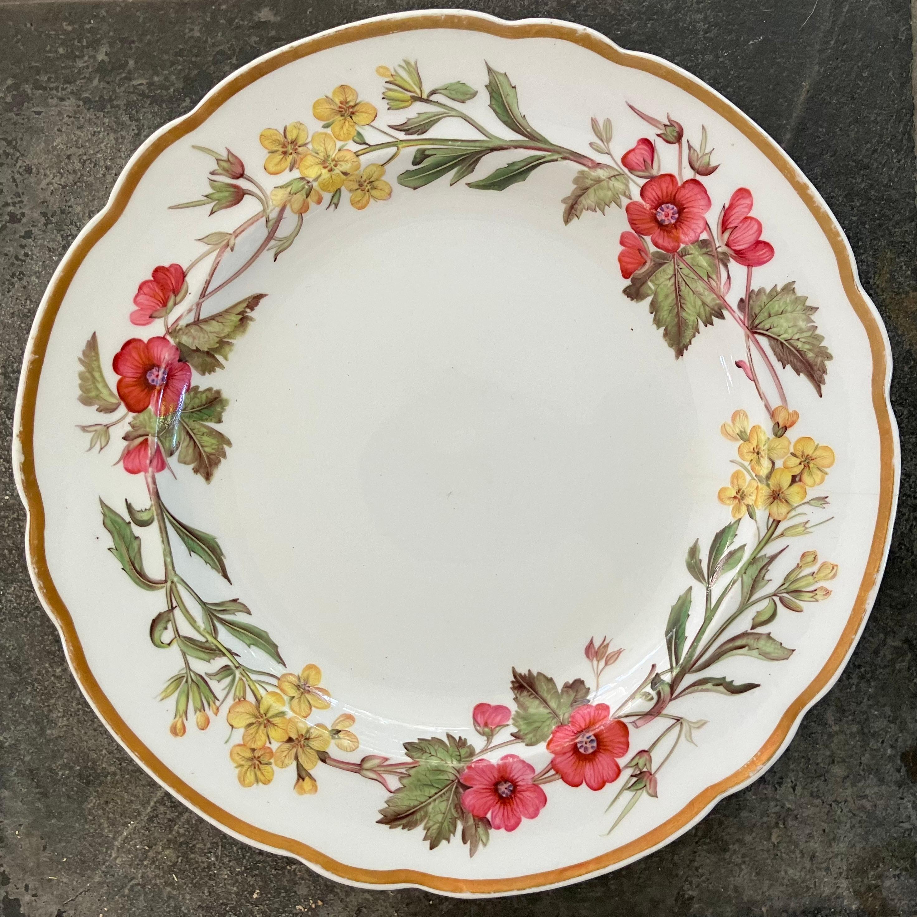 Début du XIXe siècle Ensemble de quatorze assiettes à fleurs Spode en vente