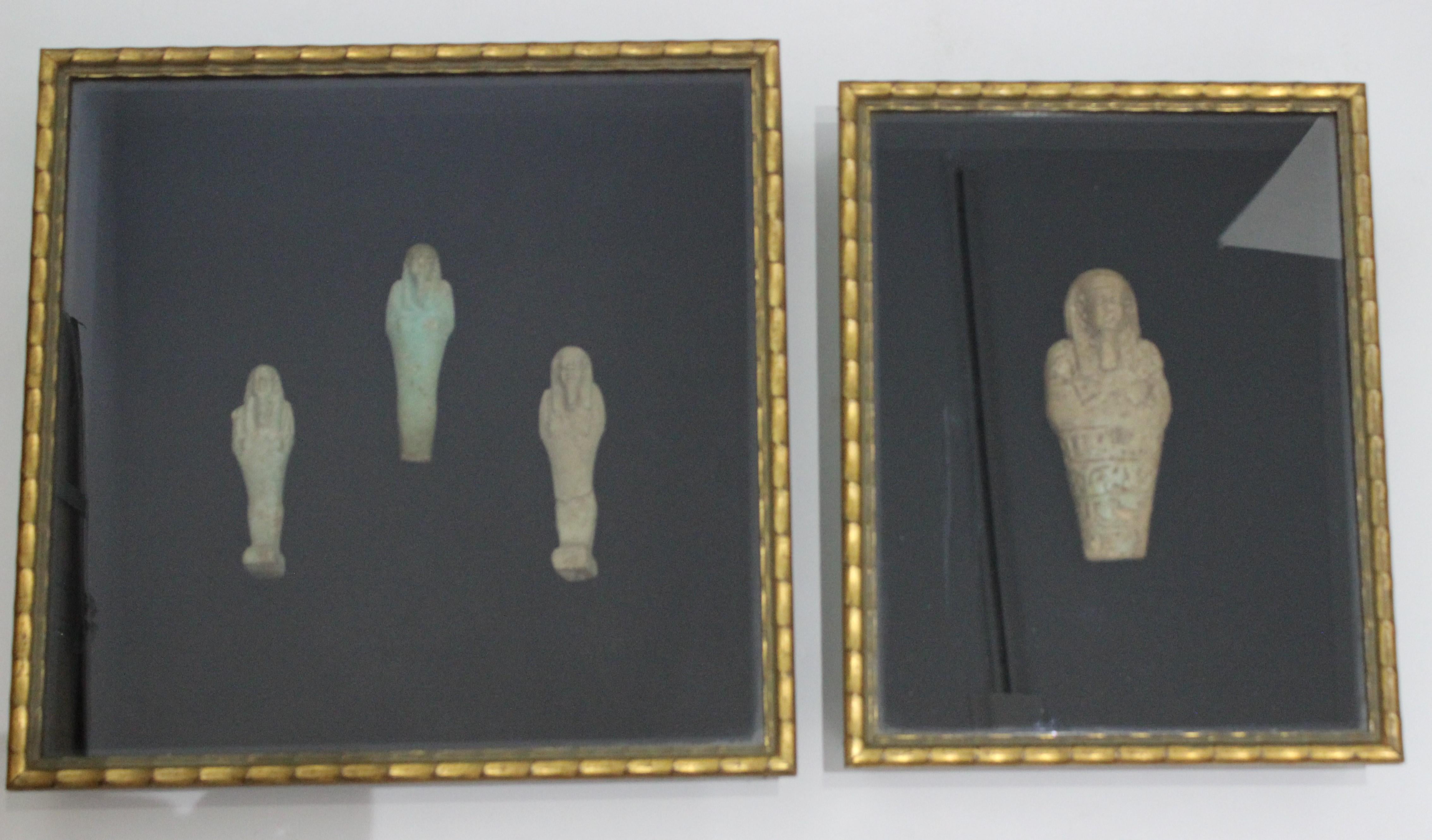 Hand-Crafted Set of Framed Egyptian Ushabti Figures