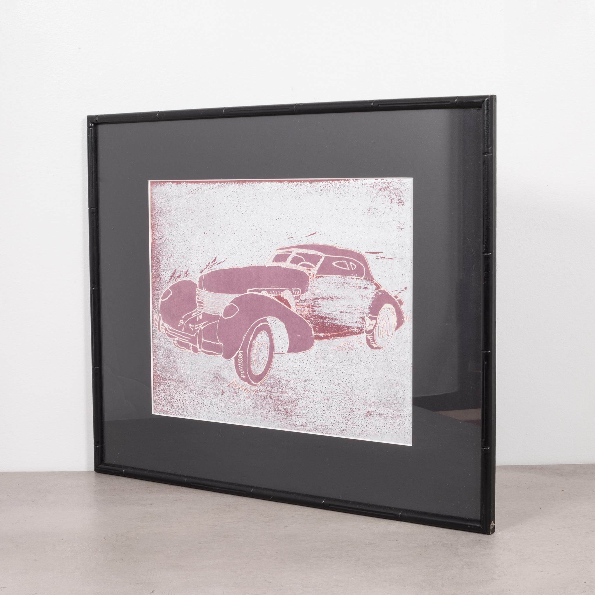 Ensemble de lithographies encadrées de séries de voitures, circa 1940 en vente 6