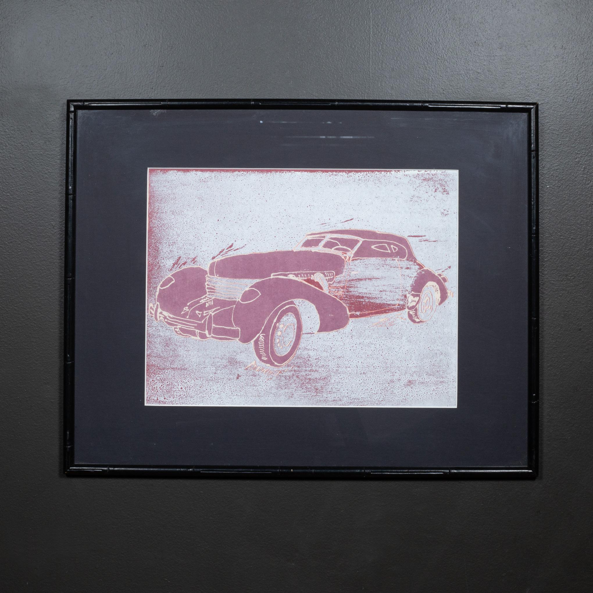 20ième siècle Ensemble de lithographies encadrées de séries de voitures, circa 1940 en vente