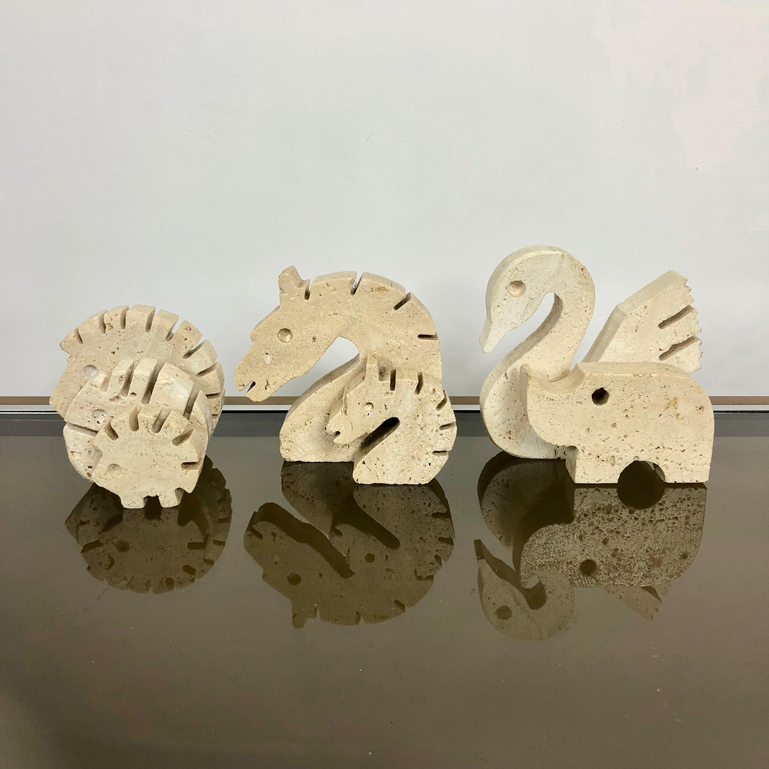 Set of Fratelli Mannelli Minimalist Animals Travertine Sculpture Letter Holder 5