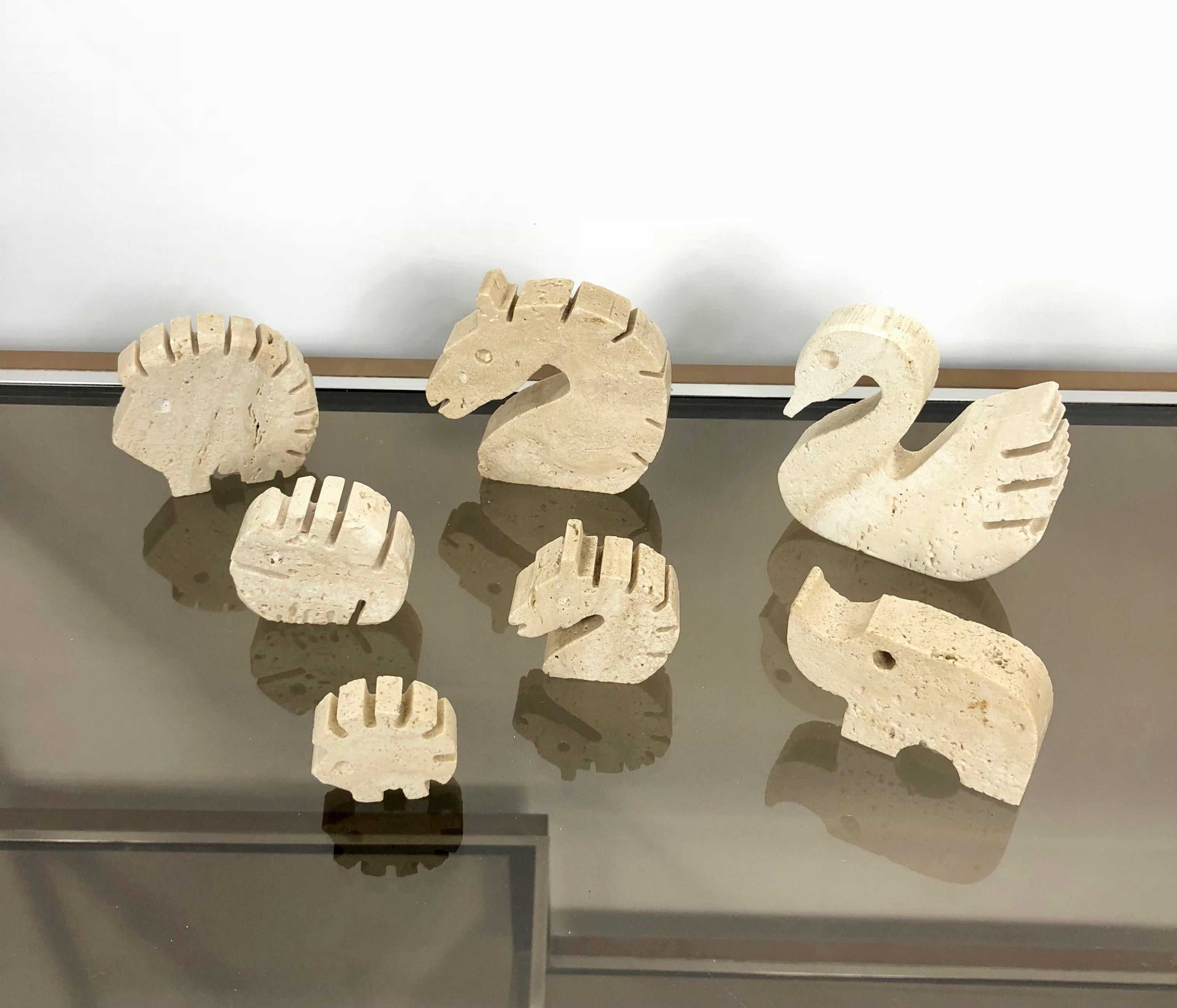 Set of Fratelli Mannelli Minimalist Animals Travertine Sculpture Letter Holder 6