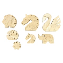 Set of Fratelli Mannelli Minimalist Animals Travertine Sculpture Letter Holder