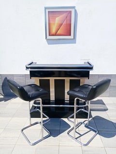 Set of French 1970s Dry Bar with Stools