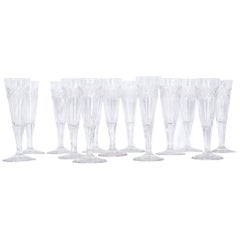 Vintage Set of French 19th Century Cut Crystal Champagne Flutes