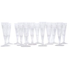 Set di flûte da champagne in cristallo tagliato francese del XIX secolo