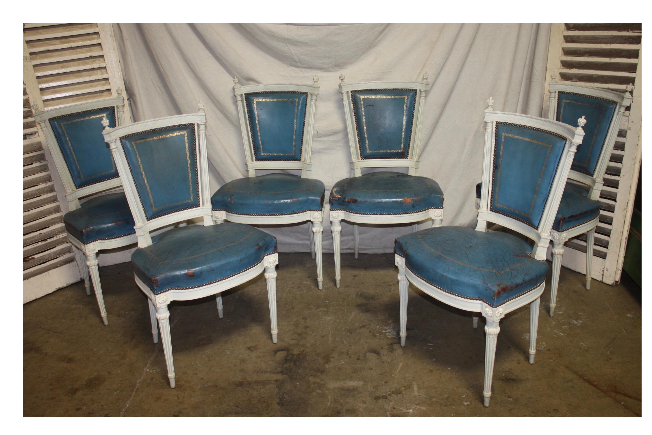Set of French 19th Century Dining Room Chairs (Lackiert)