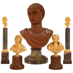 Set of French 19th Century Grand Tour Period Busts and Pedestals