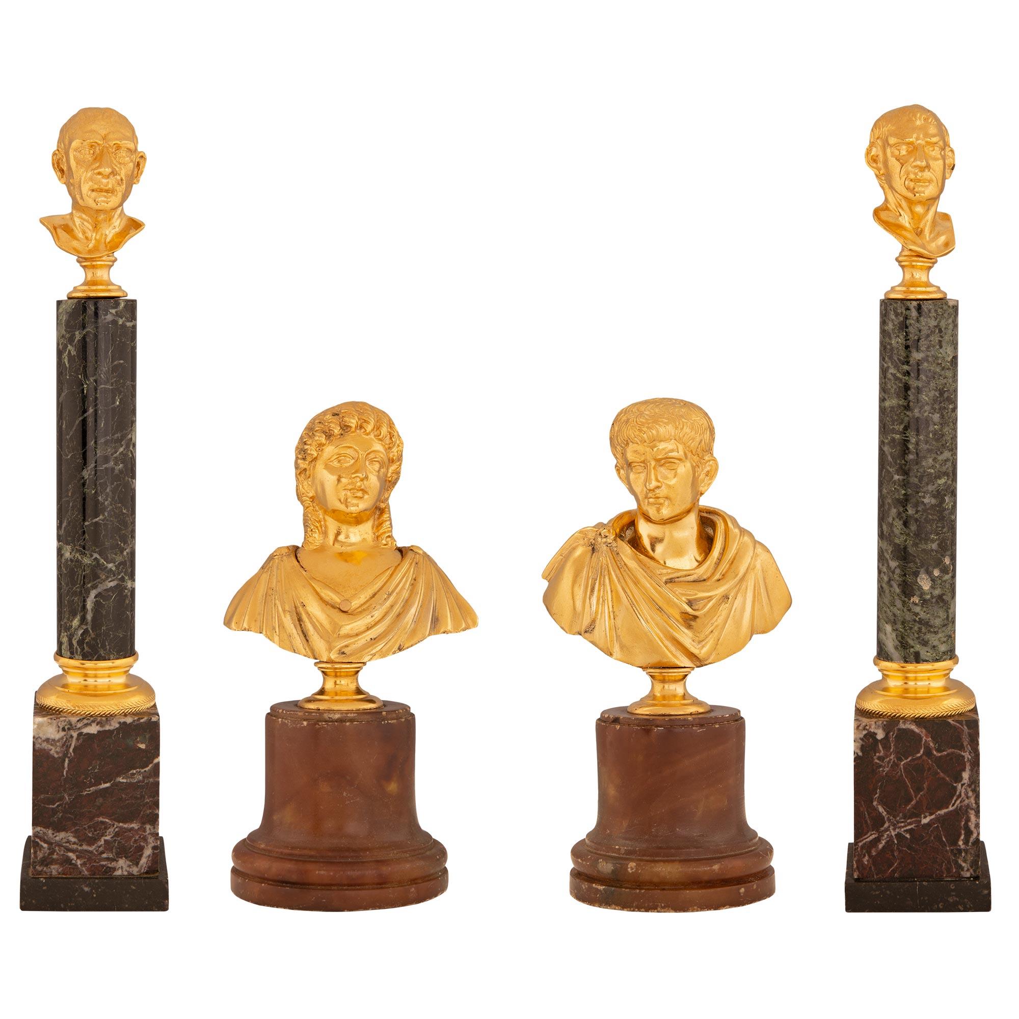 Set of French 19th Century Grand Tour Period Busts and Pedestals In Good Condition For Sale In West Palm Beach, FL