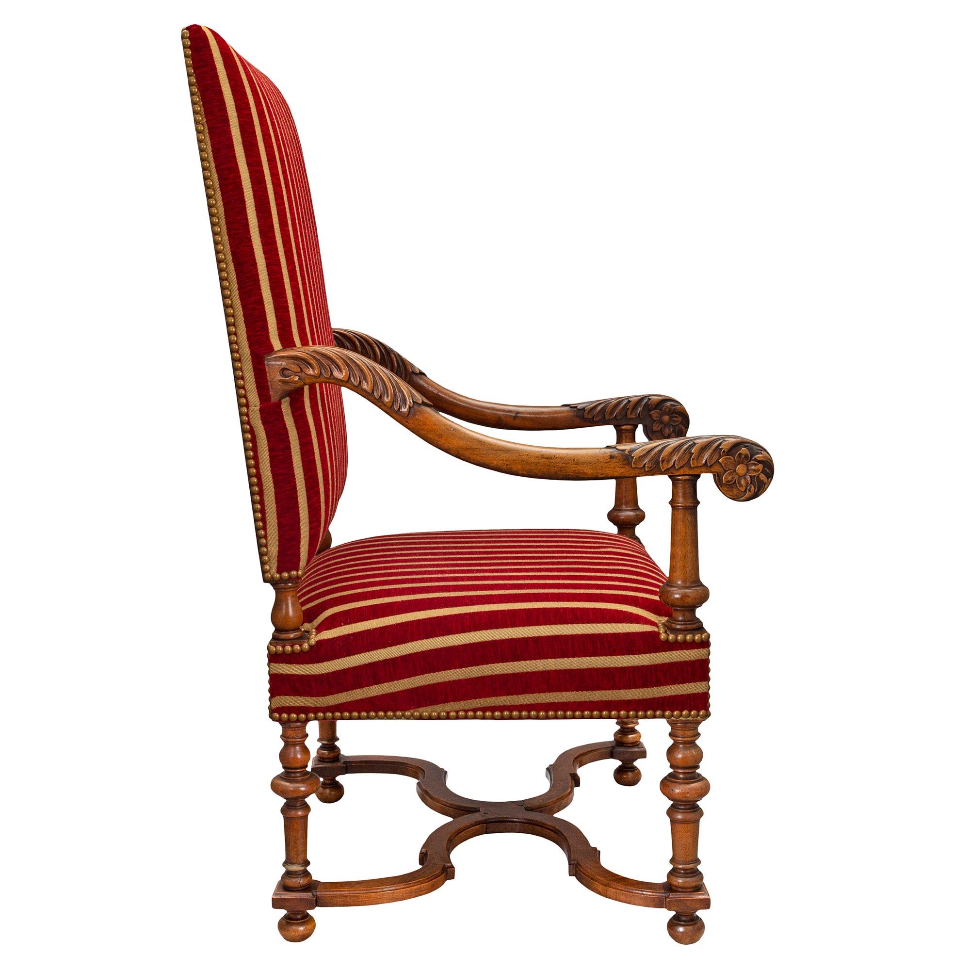 Set of French 19th Century Louis XIII Style Signed Gillette Oak Armchairs In Good Condition For Sale In West Palm Beach, FL