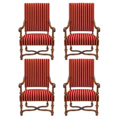 Set of French 19th Century Louis XIII Style Signed Gillette Oak Armchairs