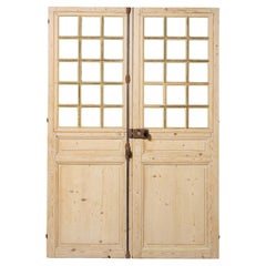 Set of French Antique Glazed Pine Double Doors