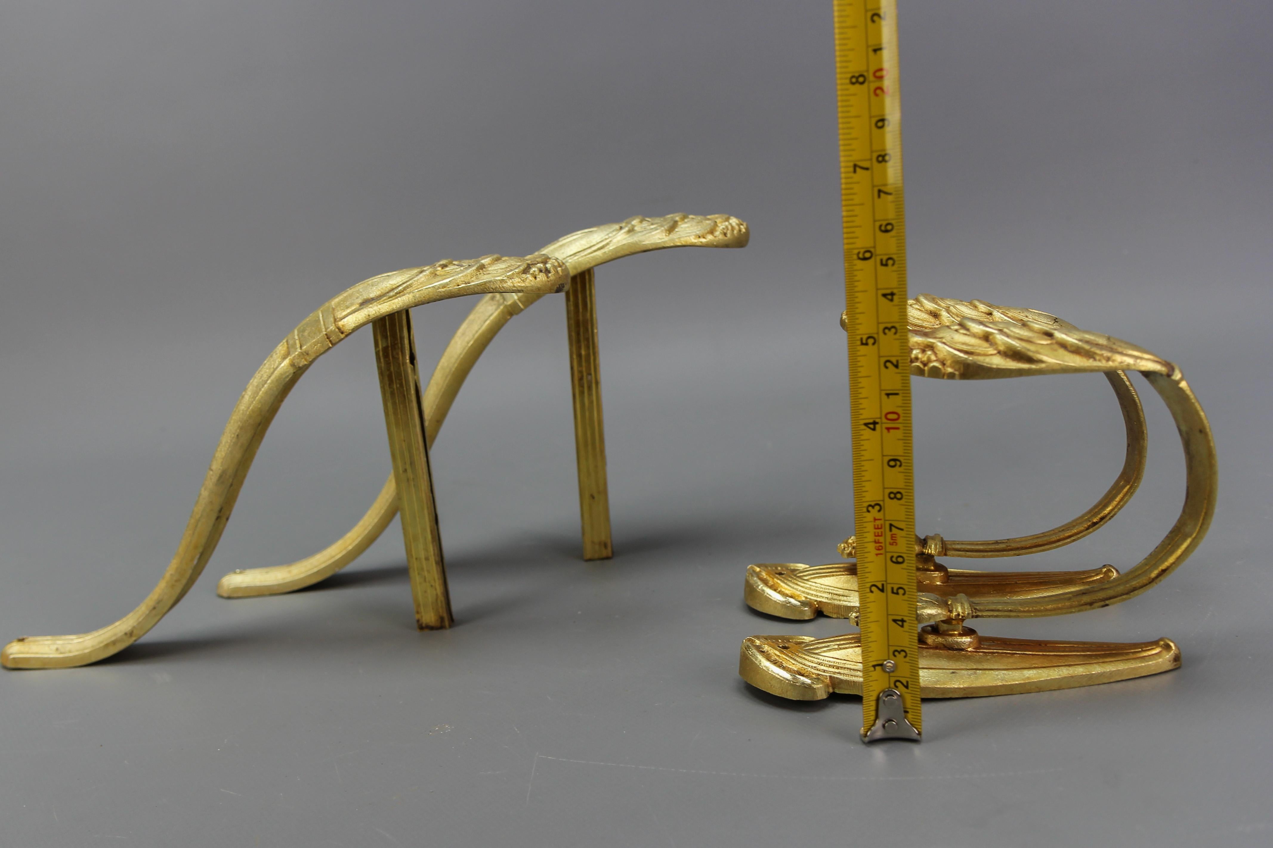 Set of French Art Deco Bronze Curtain Rod Support Brackets and Tiebacks, ca 1930 For Sale 11