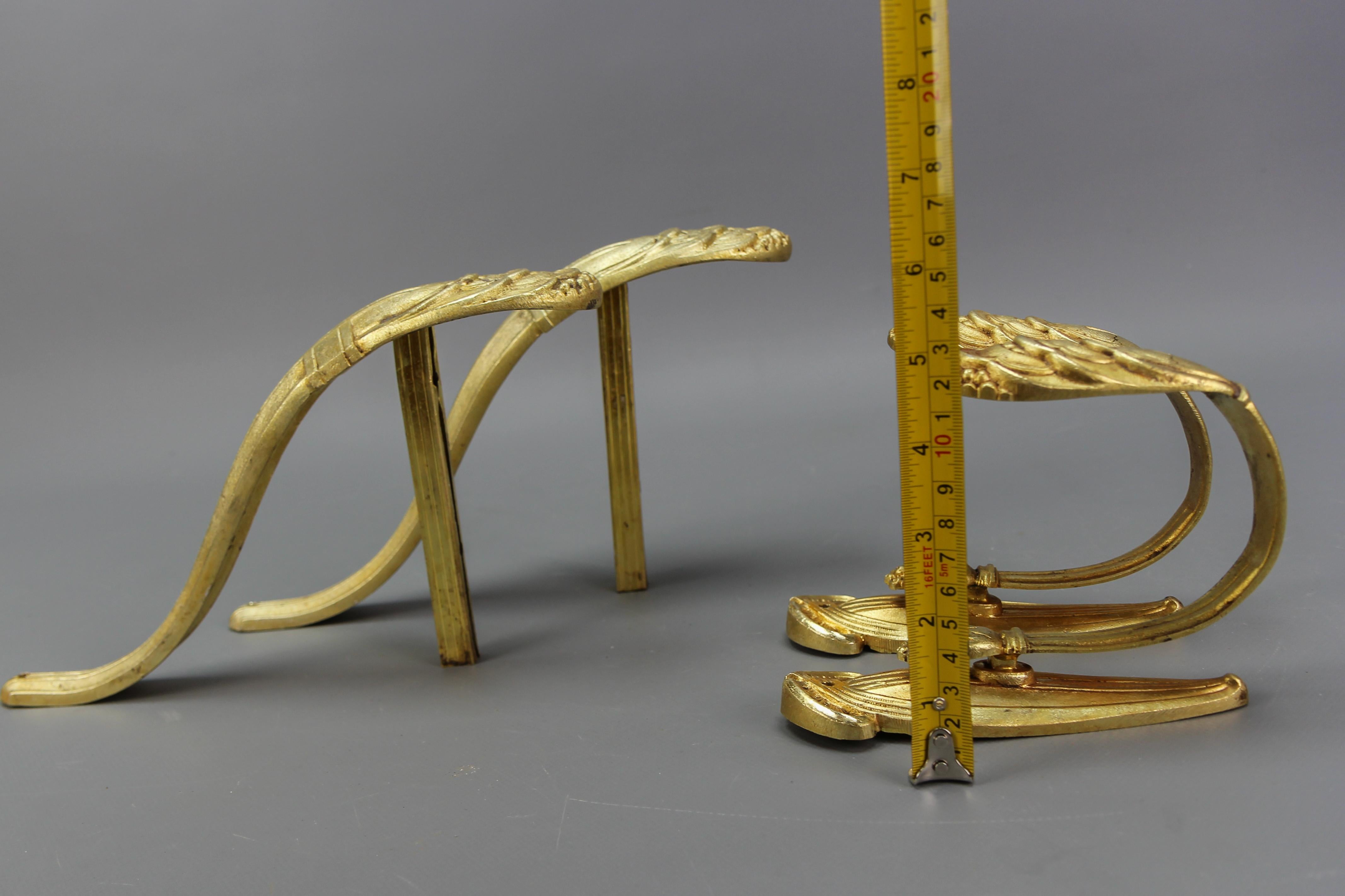 Set di supporti per bastoni da tenda in bronzo Art Deco francese e fermacravatte, 1930 ca. in vendita 8