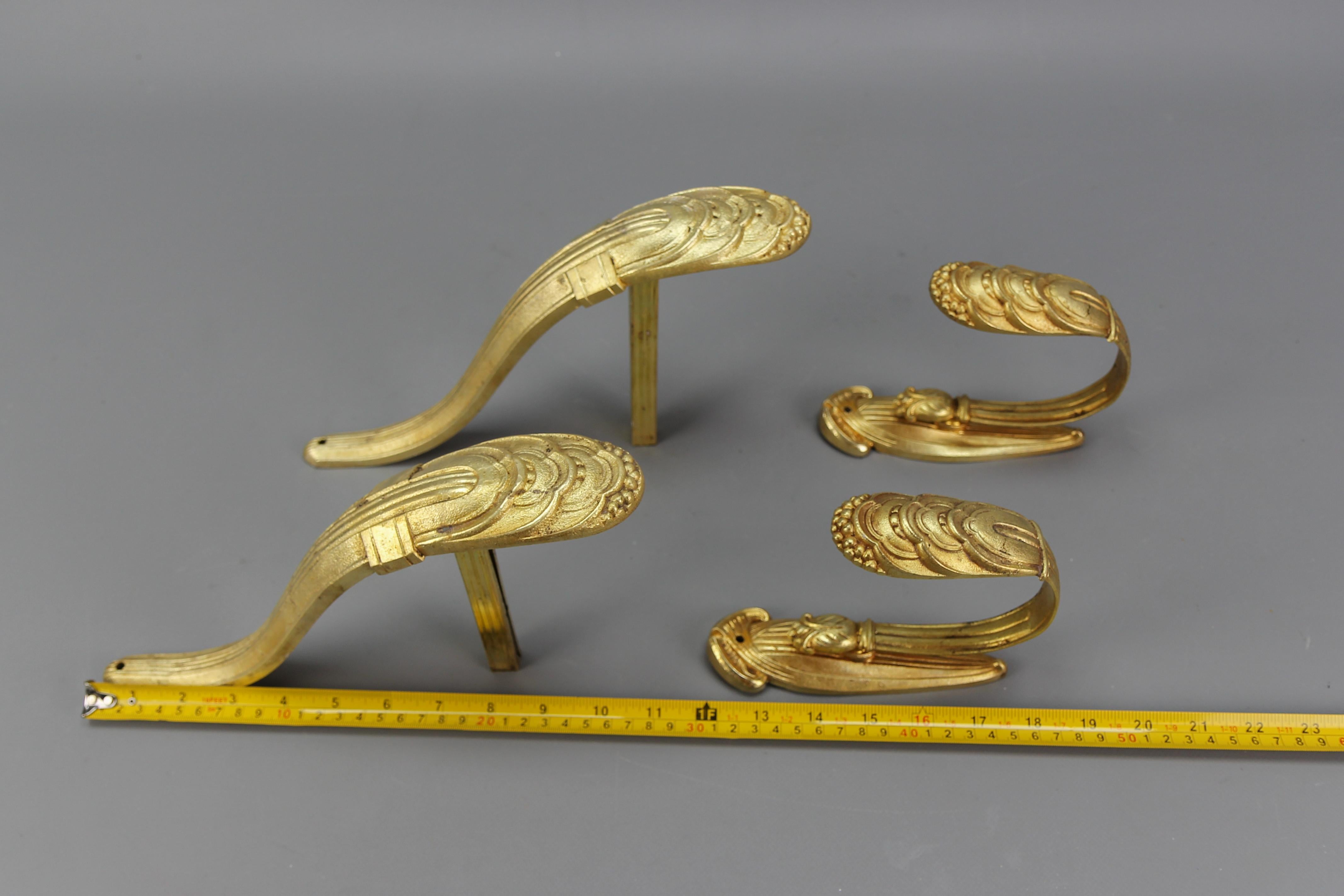 Set di supporti per bastoni da tenda in bronzo Art Deco francese e fermacravatte, 1930 ca. in vendita 10