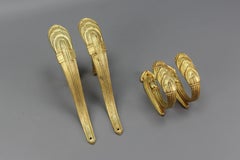 Set of French Art Deco Bronze Curtain Rod Support Brackets and Tiebacks, ca 1930