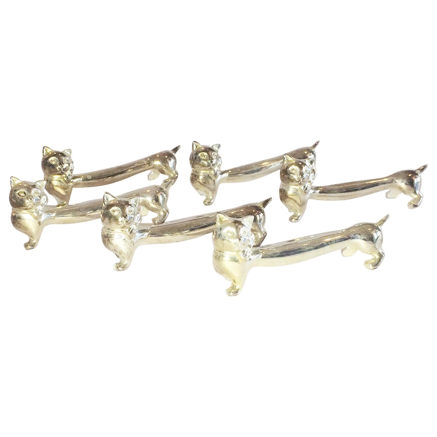 Set of French Art Deco Cat Knife Rests For Sale