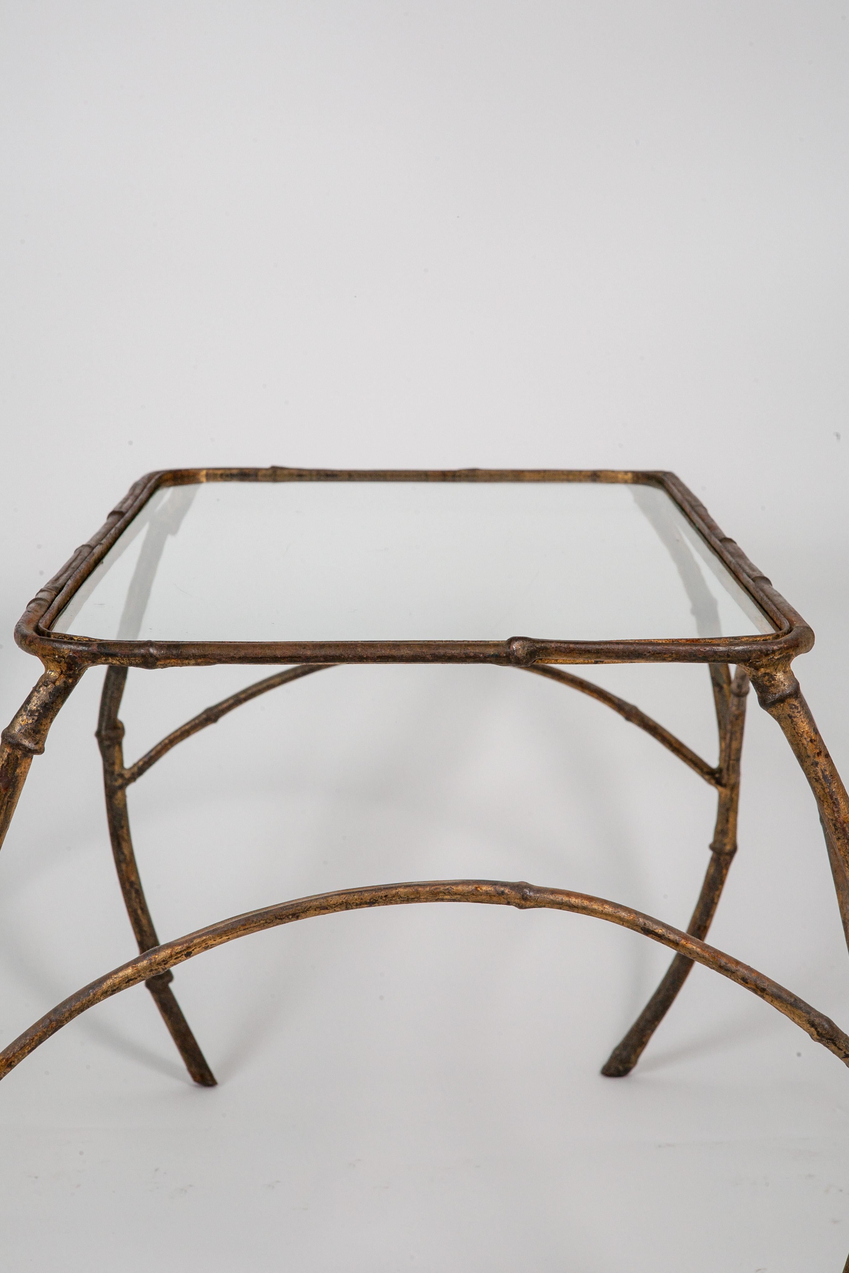 Set of French Art Deco Gilt Metal Nesting Tables In Good Condition For Sale In New York, NY