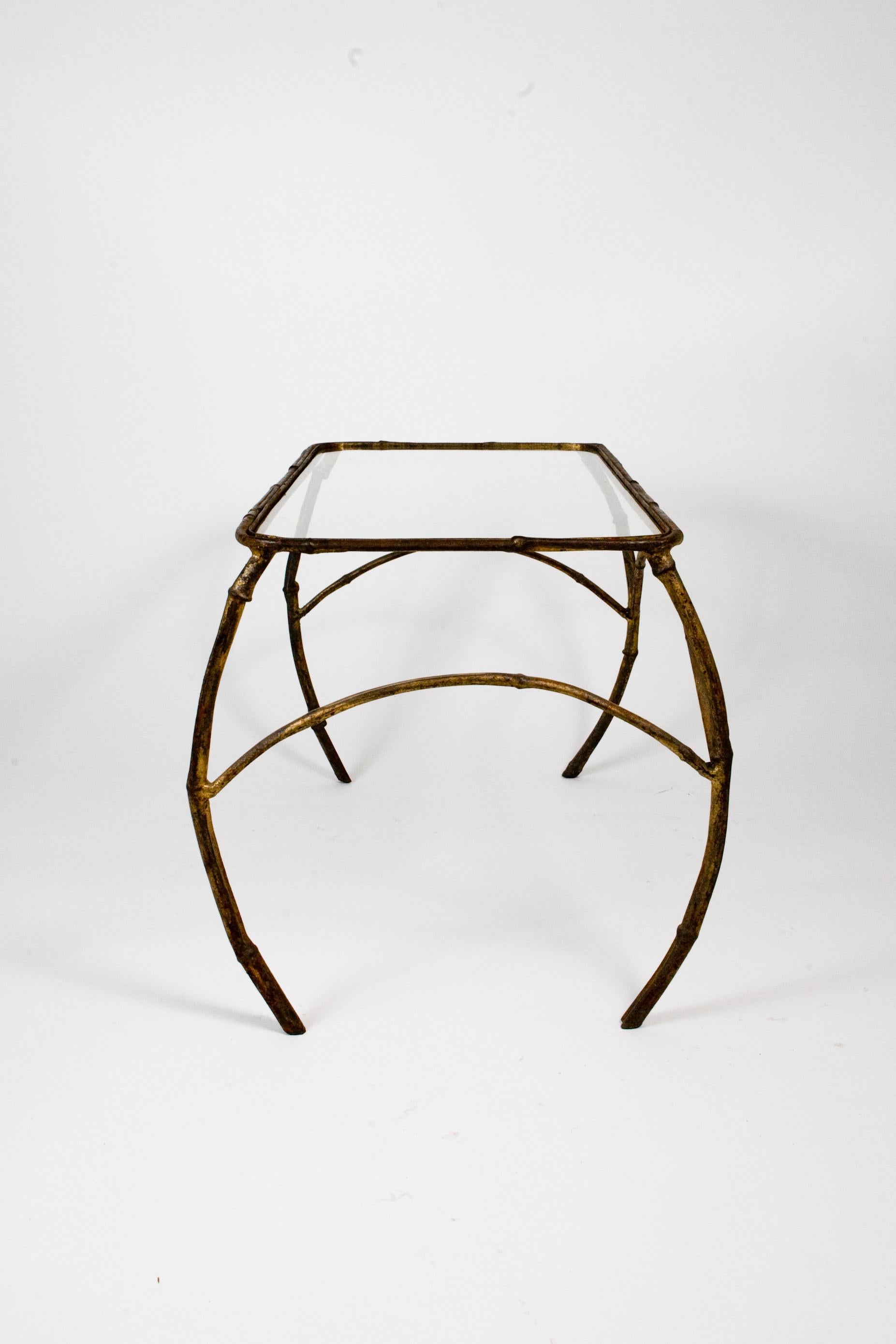 Mid-20th Century Set of French Art Deco Gilt Metal Nesting Tables For Sale