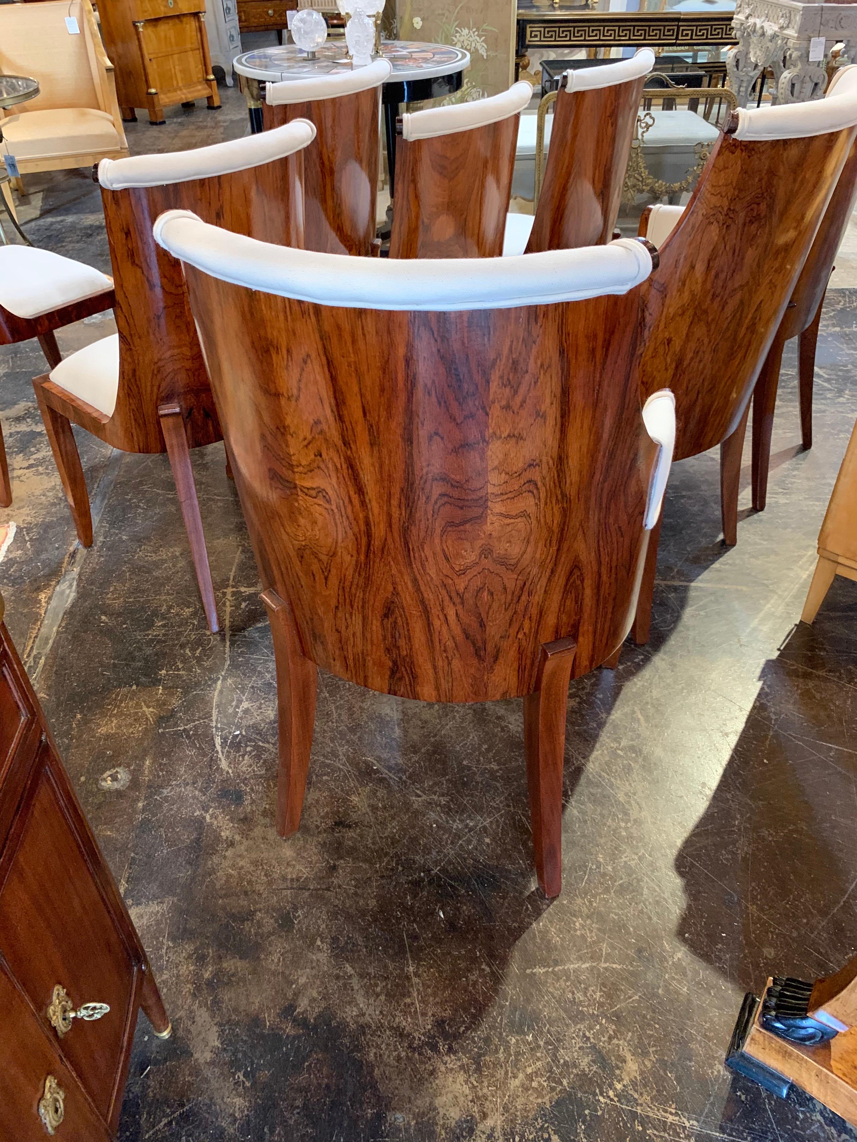 Set of French Art Deco Rosewood Dining Chairs In Good Condition In Dallas, TX