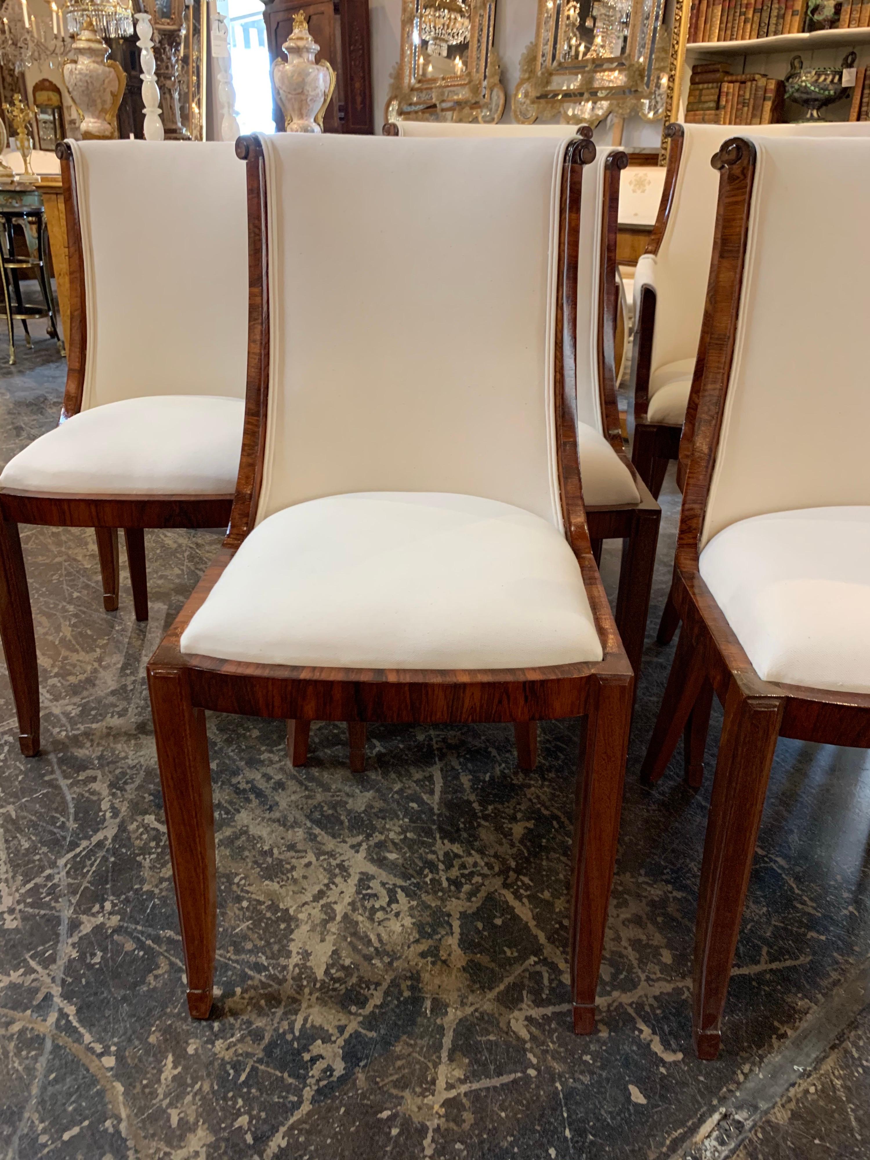 20th Century Set of French Art Deco Rosewood Dining Chairs