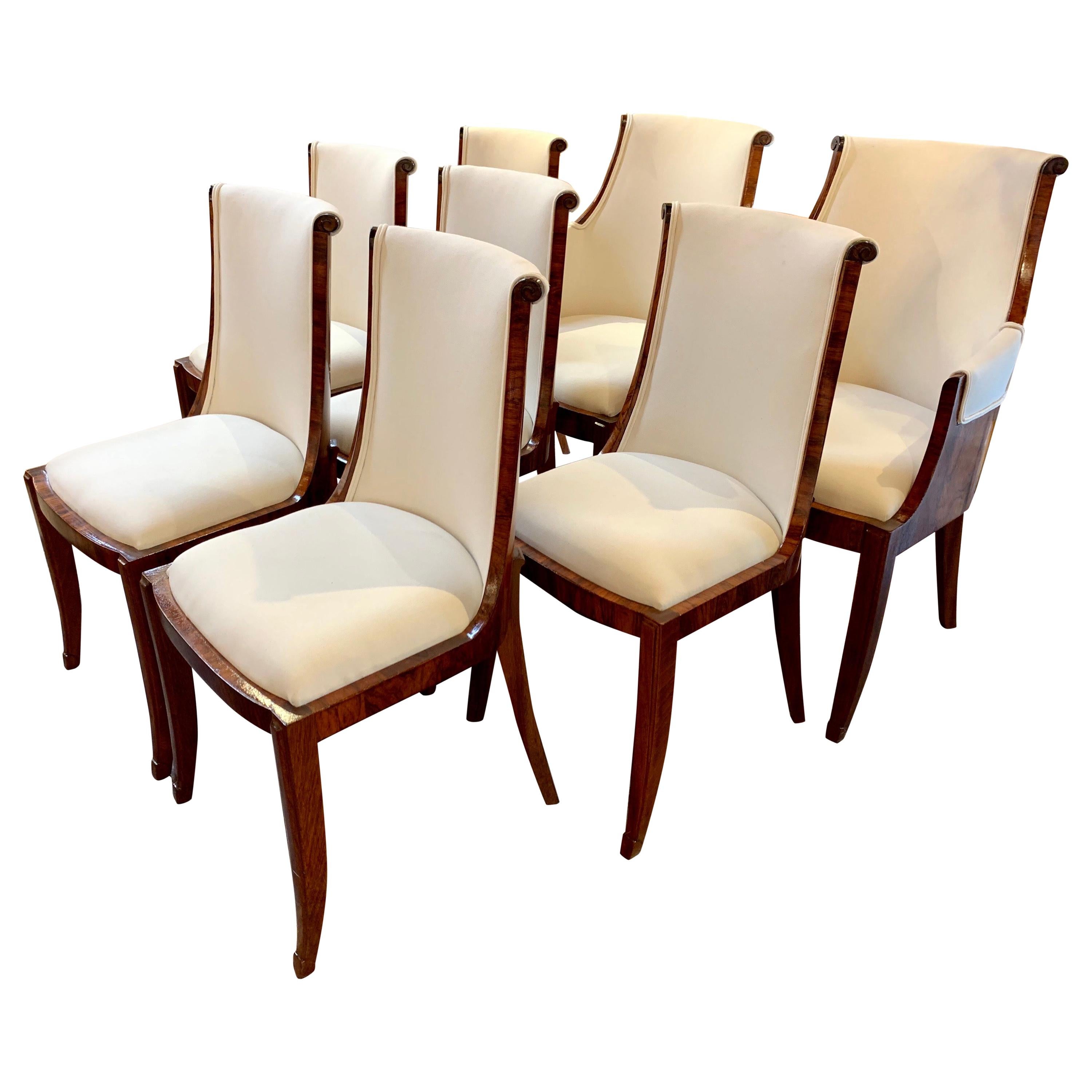 Set of French Art Deco Rosewood Dining Chairs