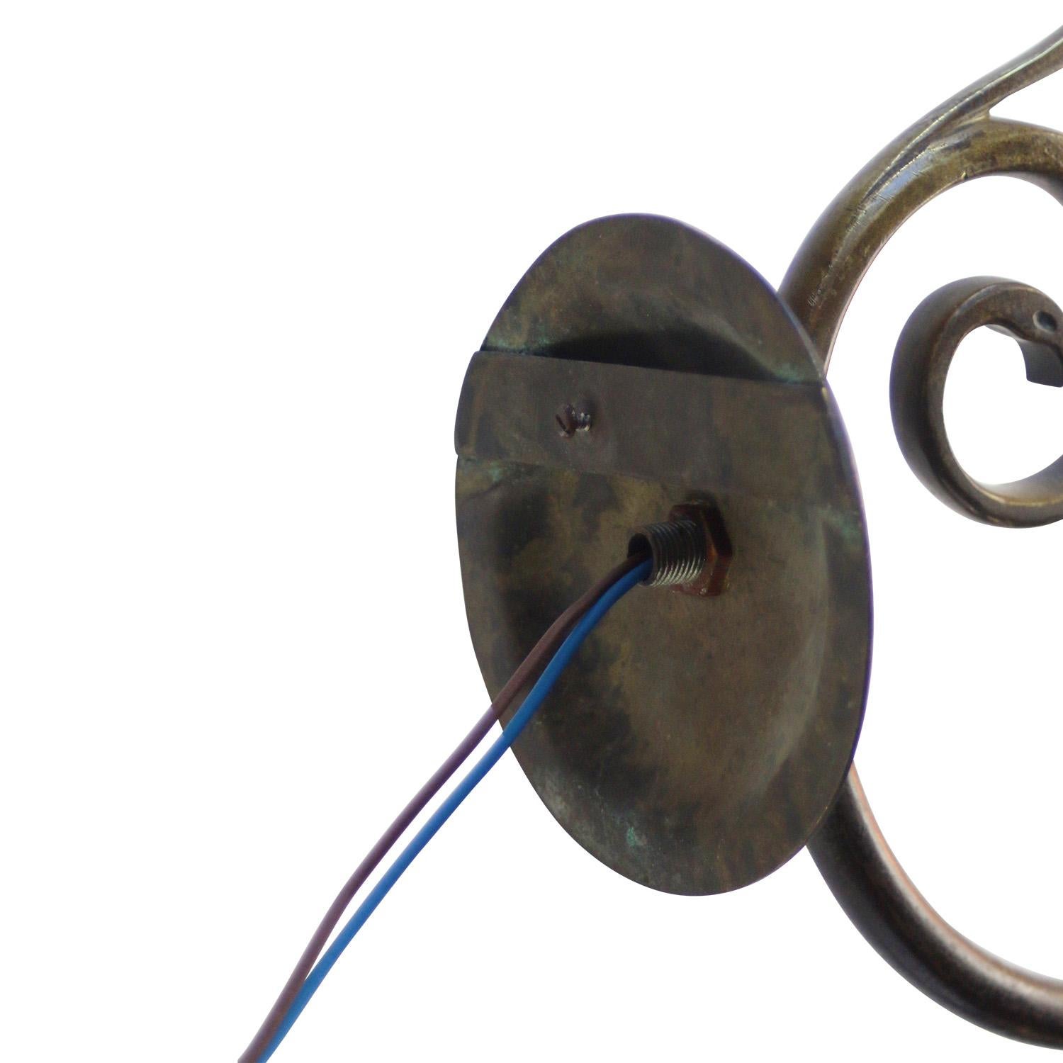 Set of French Art Nouveau Cut Glass Brass Sconces Wall Lamps 3