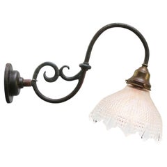 Set of French Art Nouveau Cut Glass Brass Sconces Wall Lamps