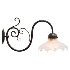 Set of French Art Nouveau Cut Glass Brass Sconces Wall Lamps