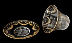 Juego de centro de mesa/vaso de cristal francés Baccarat / Saint Louis con plato