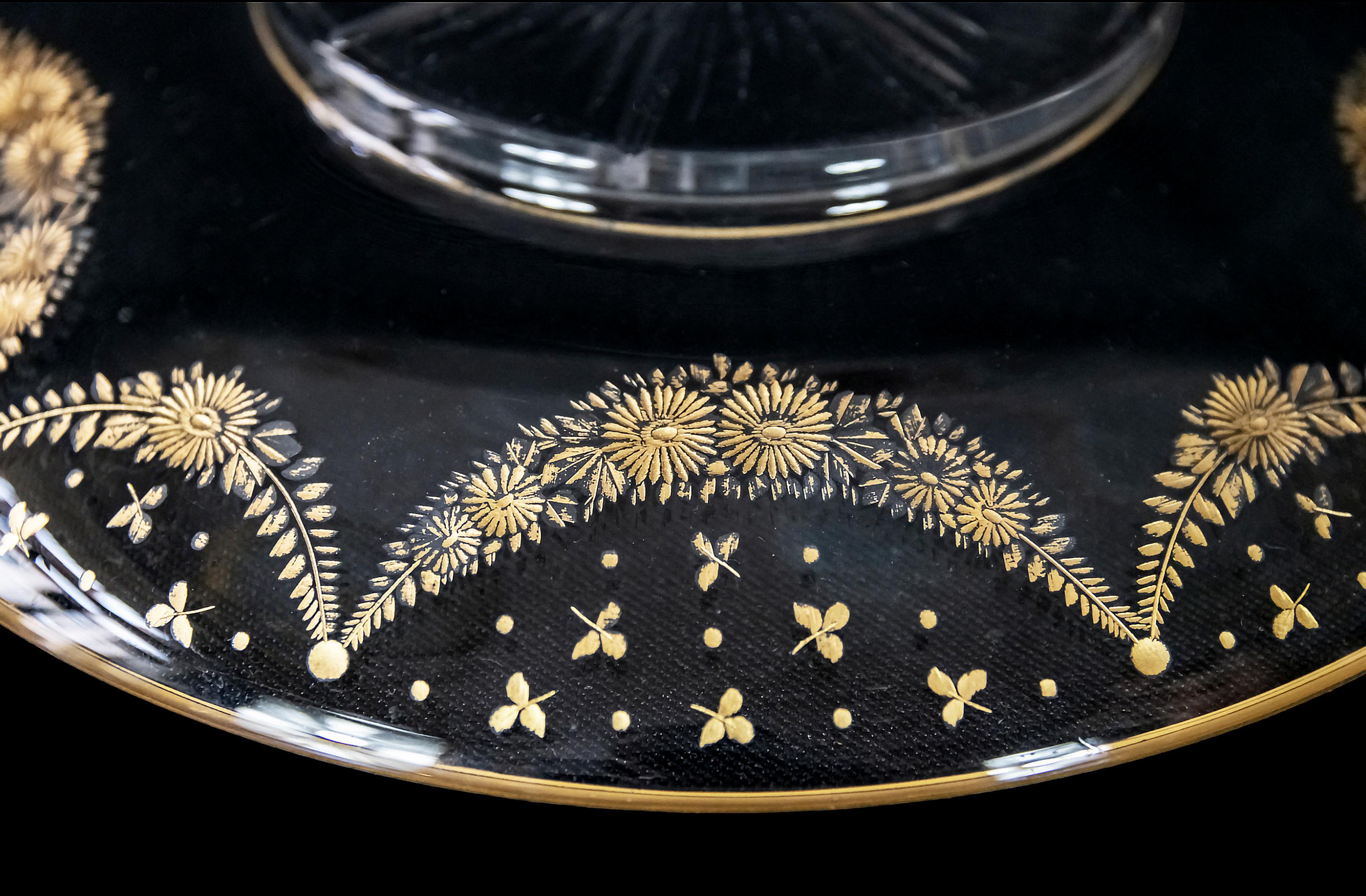 Set aus französischem Baccarat / Saint Louis Kristall Tafelaufsatz/Schale mit Teller (Frühes 20. Jahrhundert) im Angebot