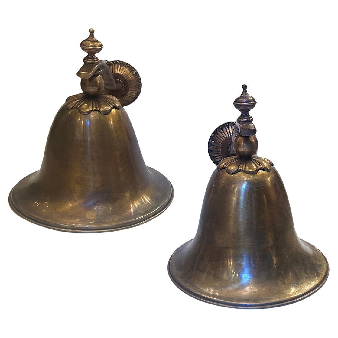 Set of French Bronze Bell Sconces, Sold Per Pair For Sale