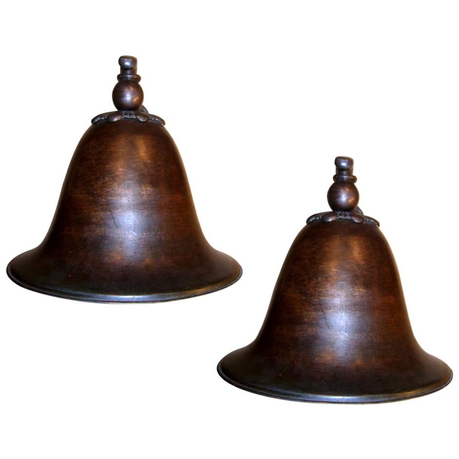 Set of French Bronze Bell Sconces, Sold Per Pair For Sale