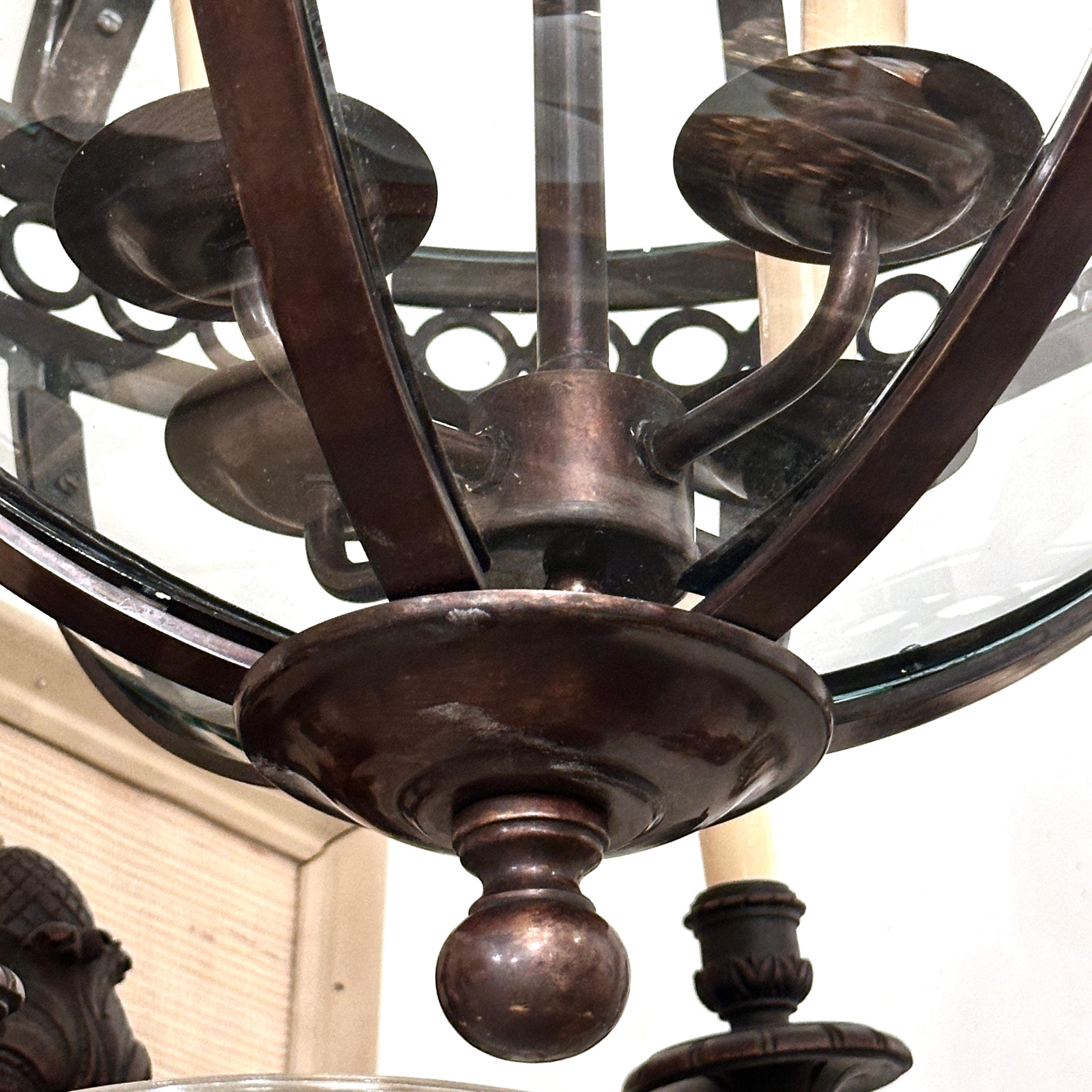 Mid-20th Century Set of French Bronze Globe Lanterns, Sold Individually For Sale