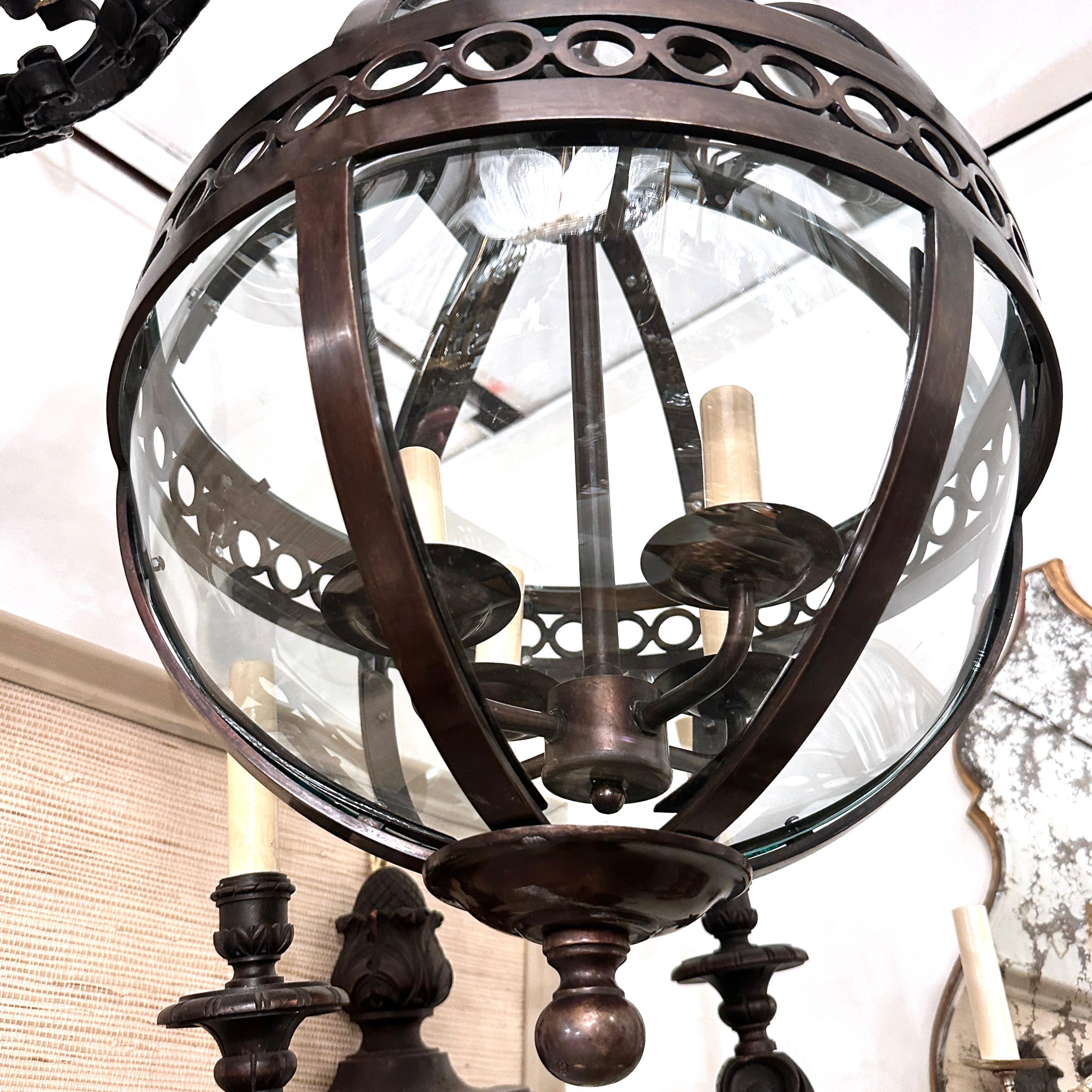 Set of French Bronze Globe Lanterns, Sold Individually For Sale 1
