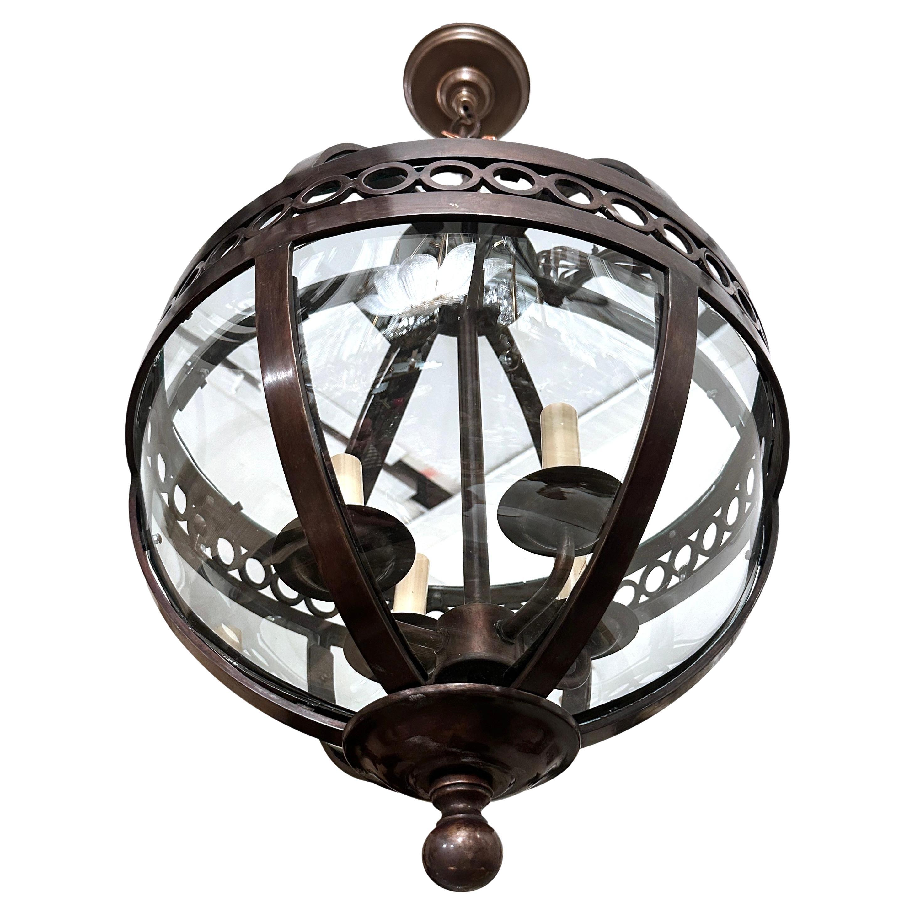 Set of French Bronze Globe Lanterns, Sold Individually For Sale