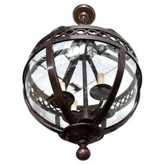 Set of French Bronze Globe Lanterns, Sold Individually