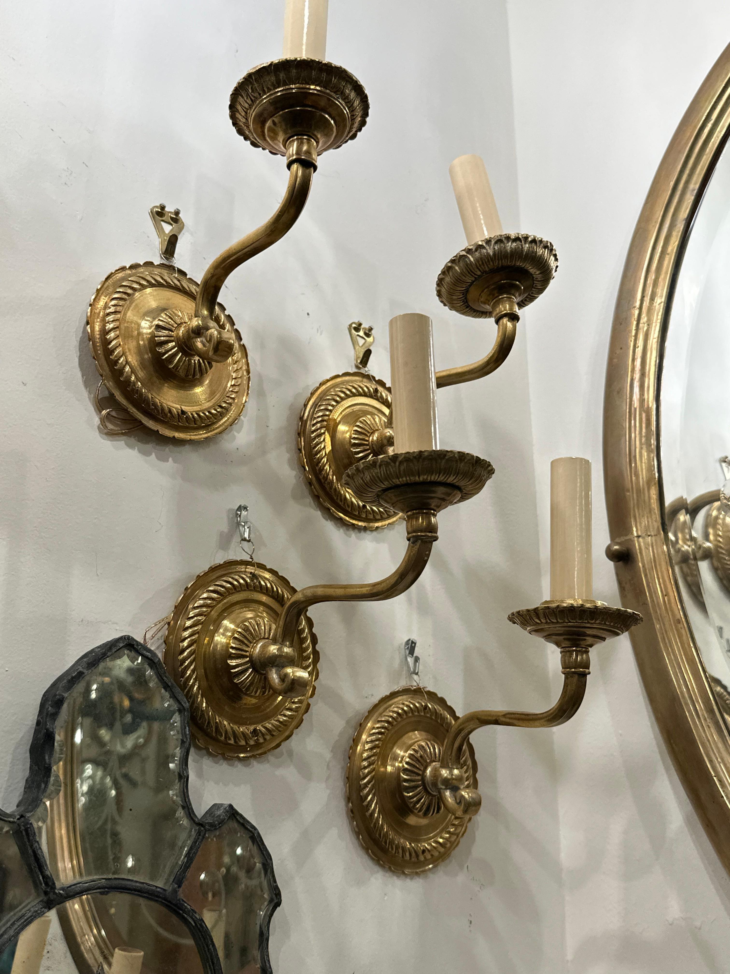 Set of French Bronze Sconces, Sold in pairs For Sale 1